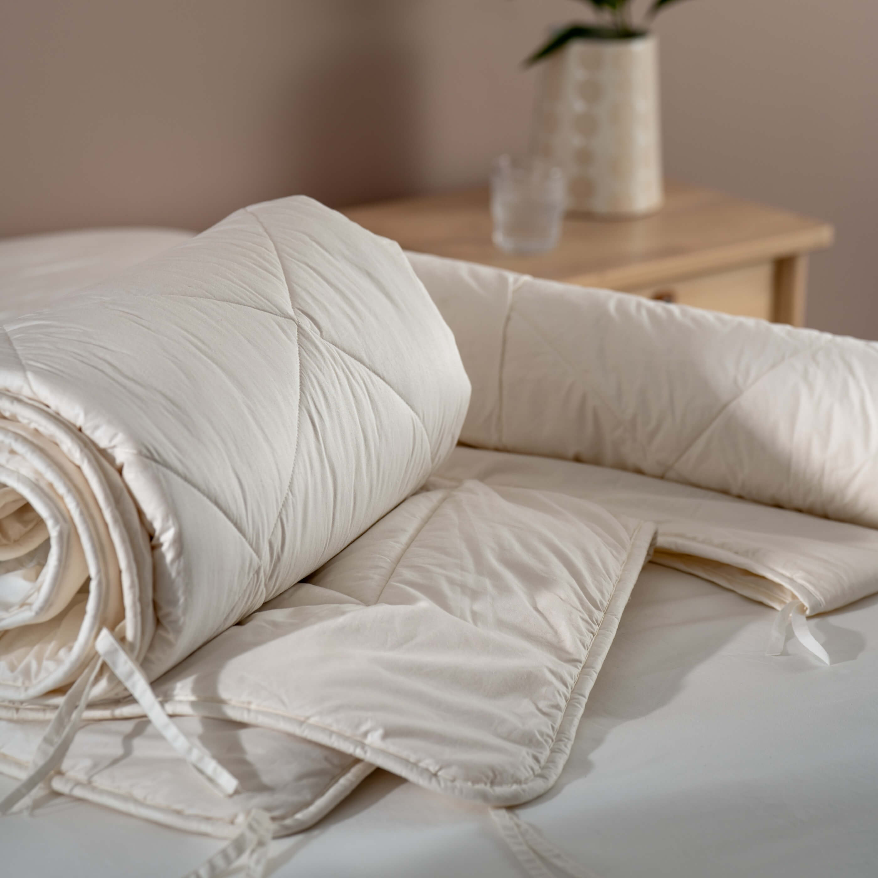 New Zealand Mitchell Wool Duvets - Breathable, styled in a bedroom 3 | Soak and Sleep