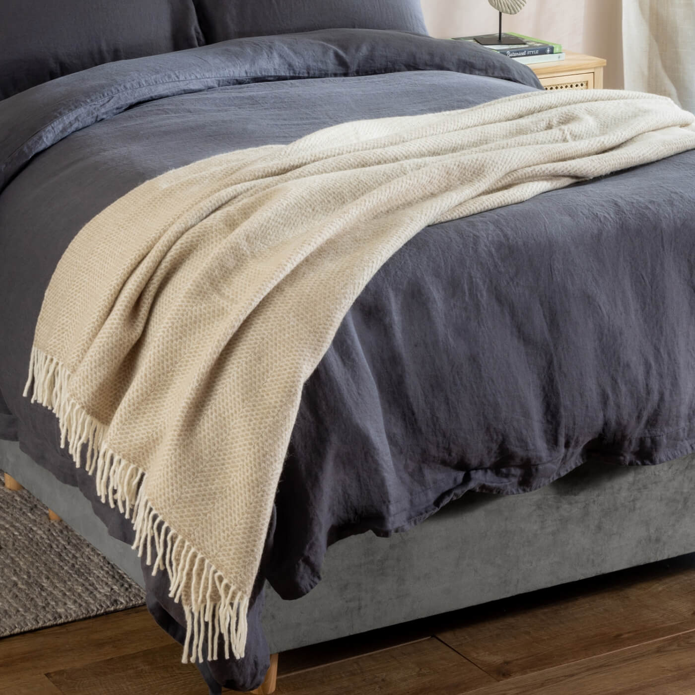Oatmeal Honeycomb Pure Wool Throw