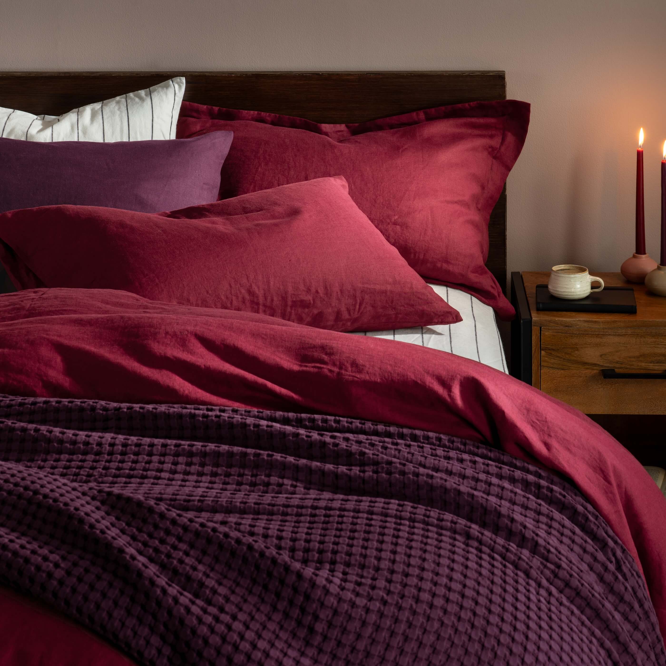 Raspberry French Linen Pillowcases