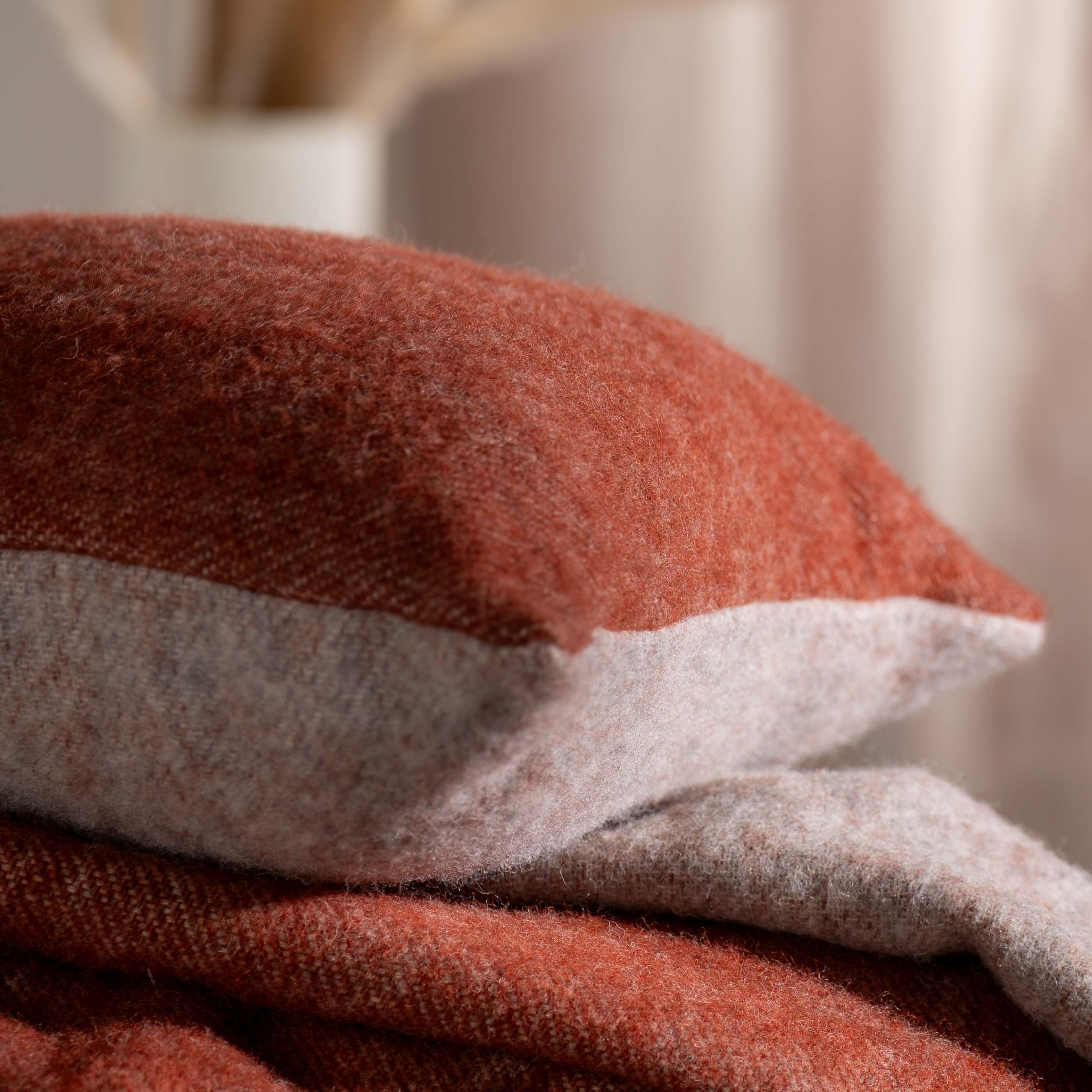 Burnt Orange Reversible Pure Wool Cushions & Throws