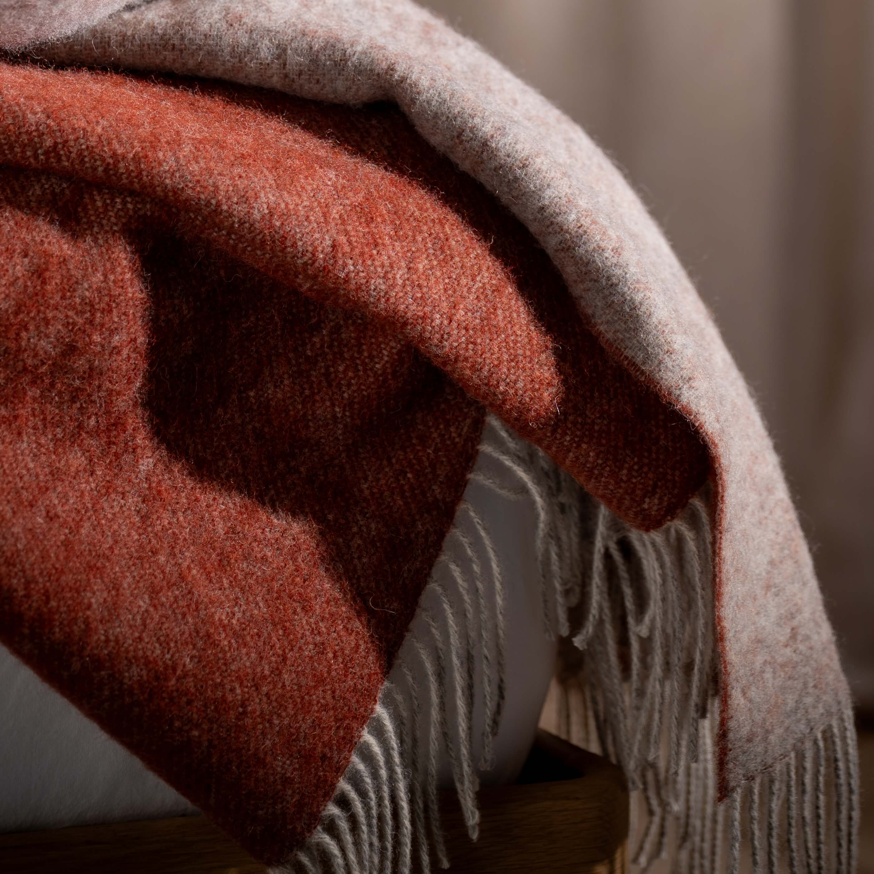 Burnt Orange Reversible Pure Wool Cushions & Throws