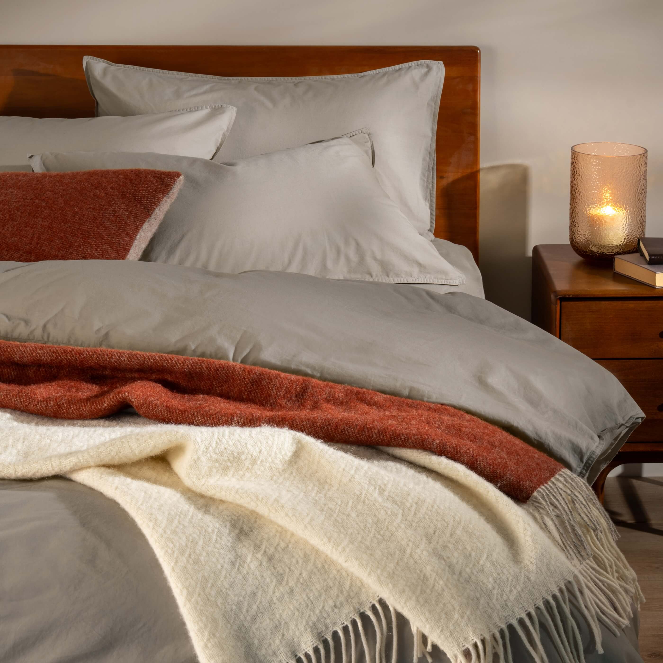 Burnt Orange Reversible Pure Wool Cushions & Throws