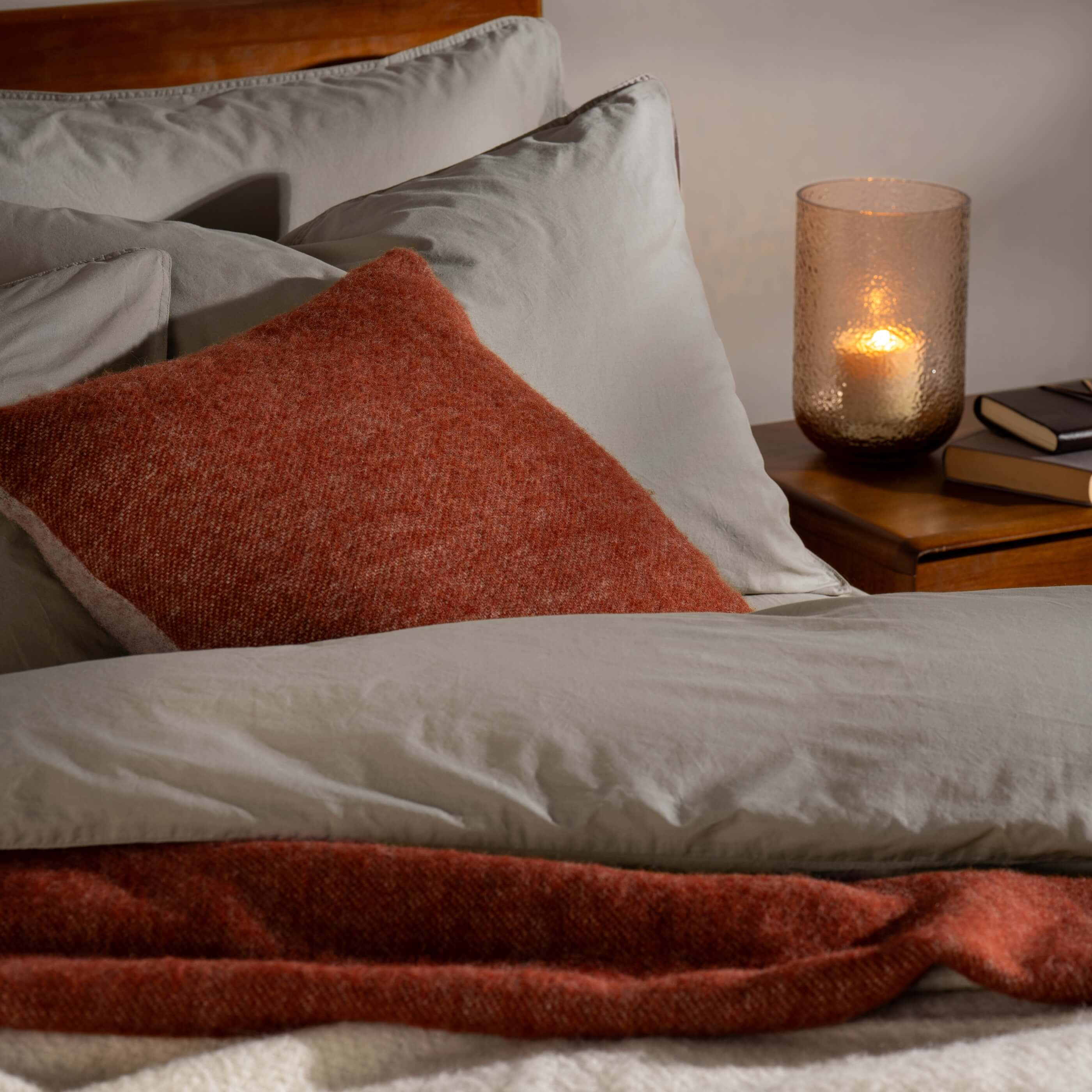 Burnt Orange Reversible Pure Wool Cushions & Throws