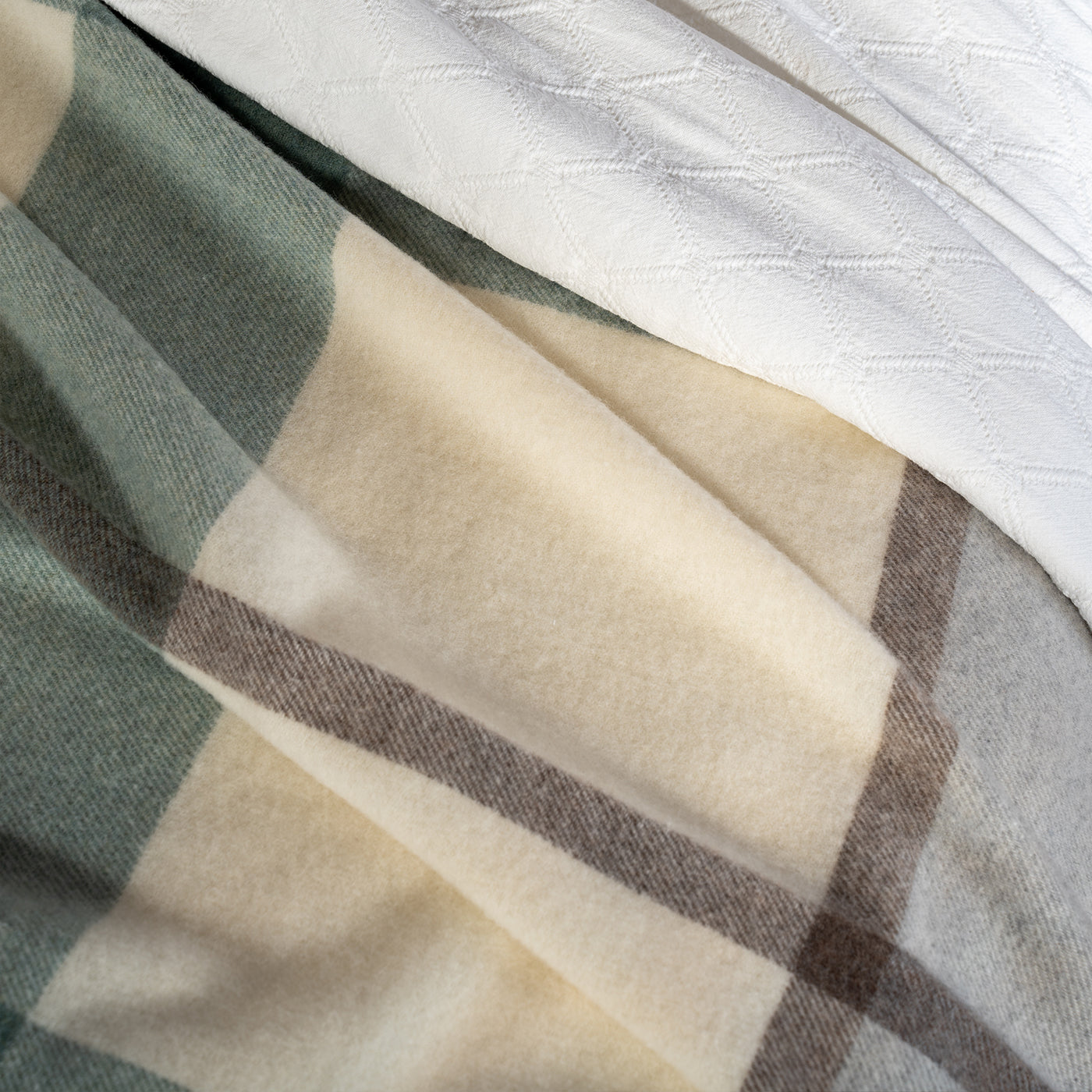 Sea Green Check Pure Wool Throw