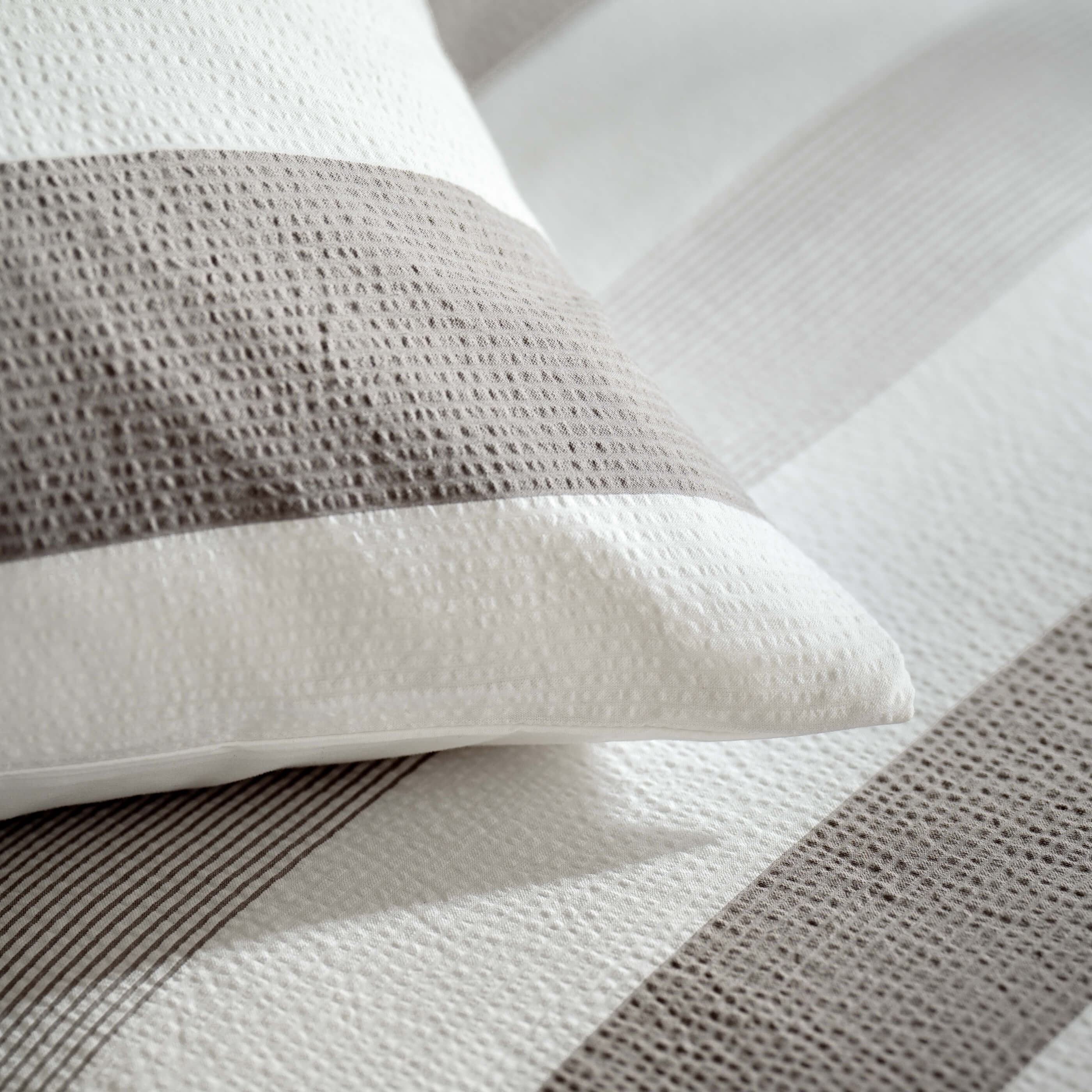 White/Grey Multi Seersucker Stripe Duvet Cover