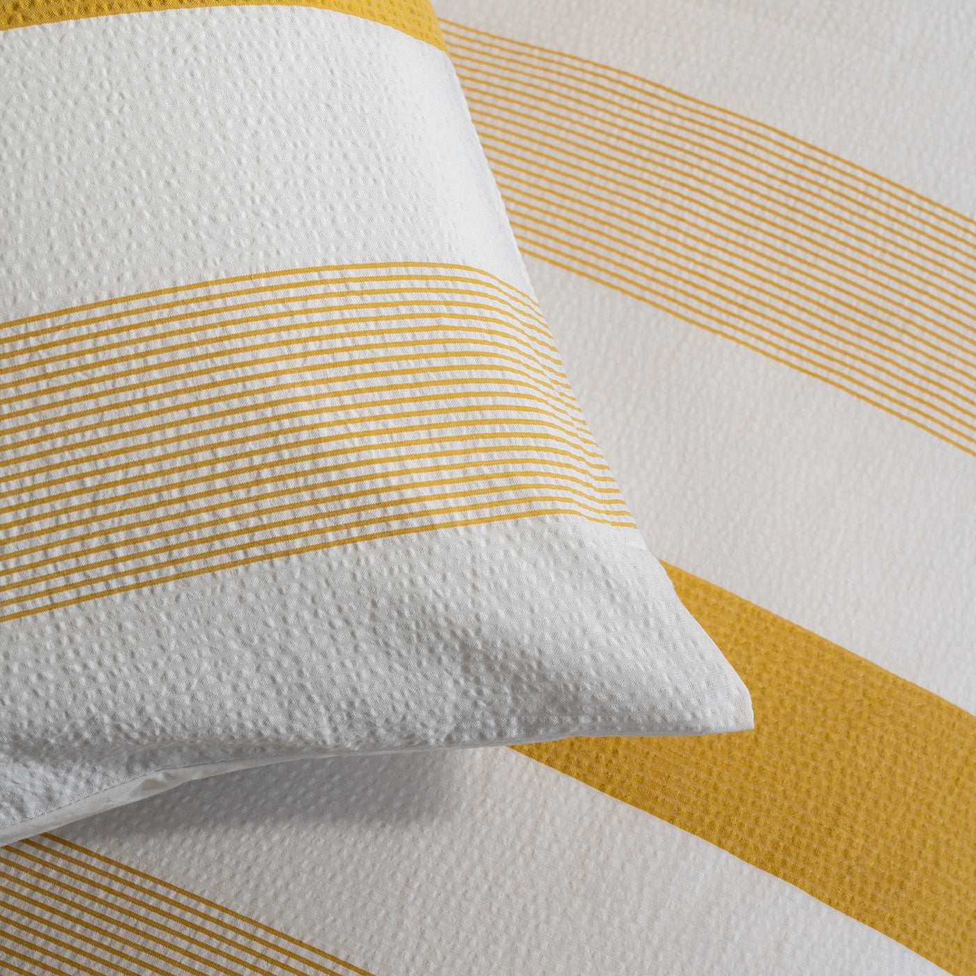 Mustard Yellow Seersucker Multi Stripe Duvet Cover