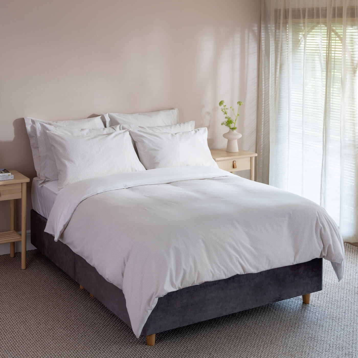 Natural Seersucker Stripe Bedding