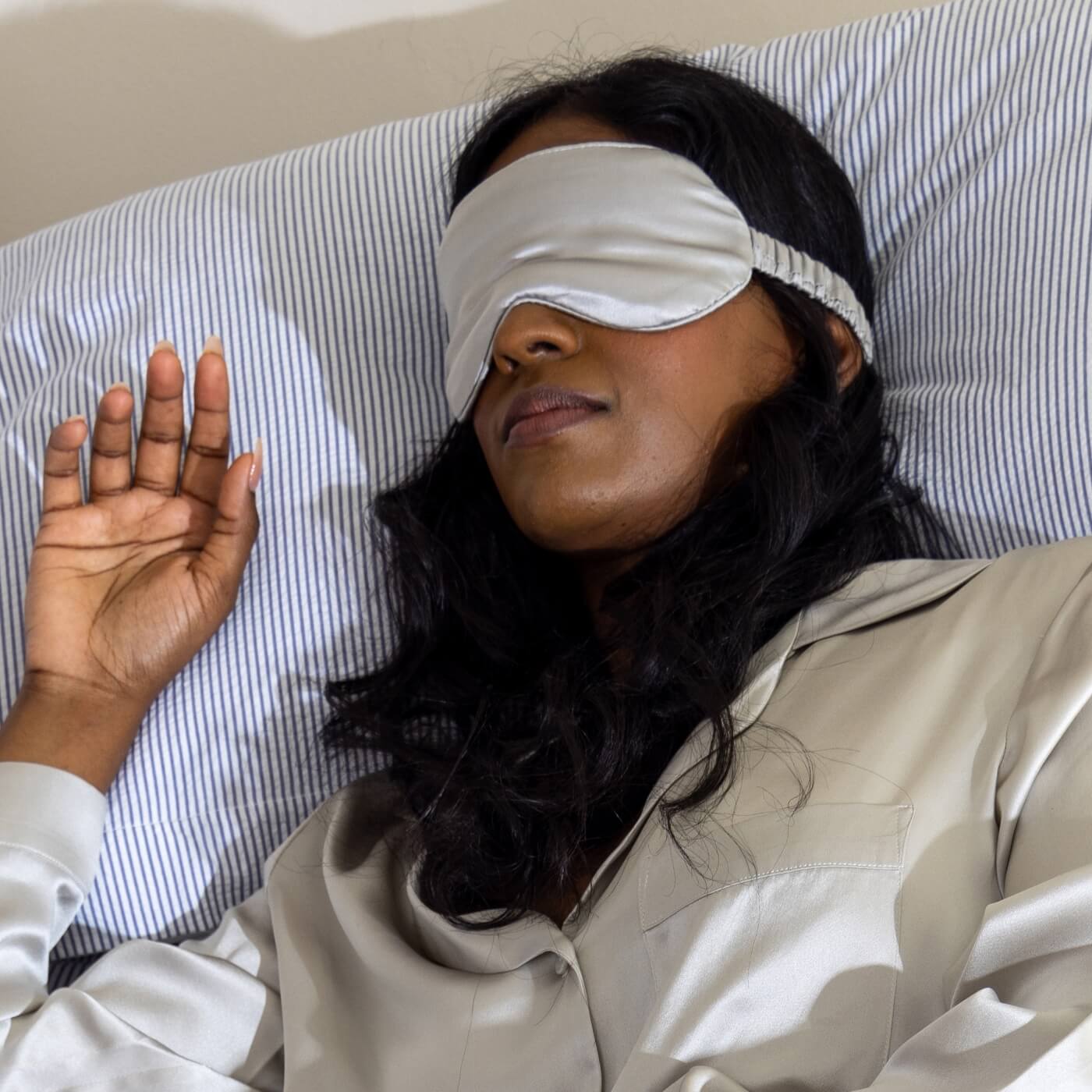 Antique Silver Pure Mulberry Silk Eye Mask