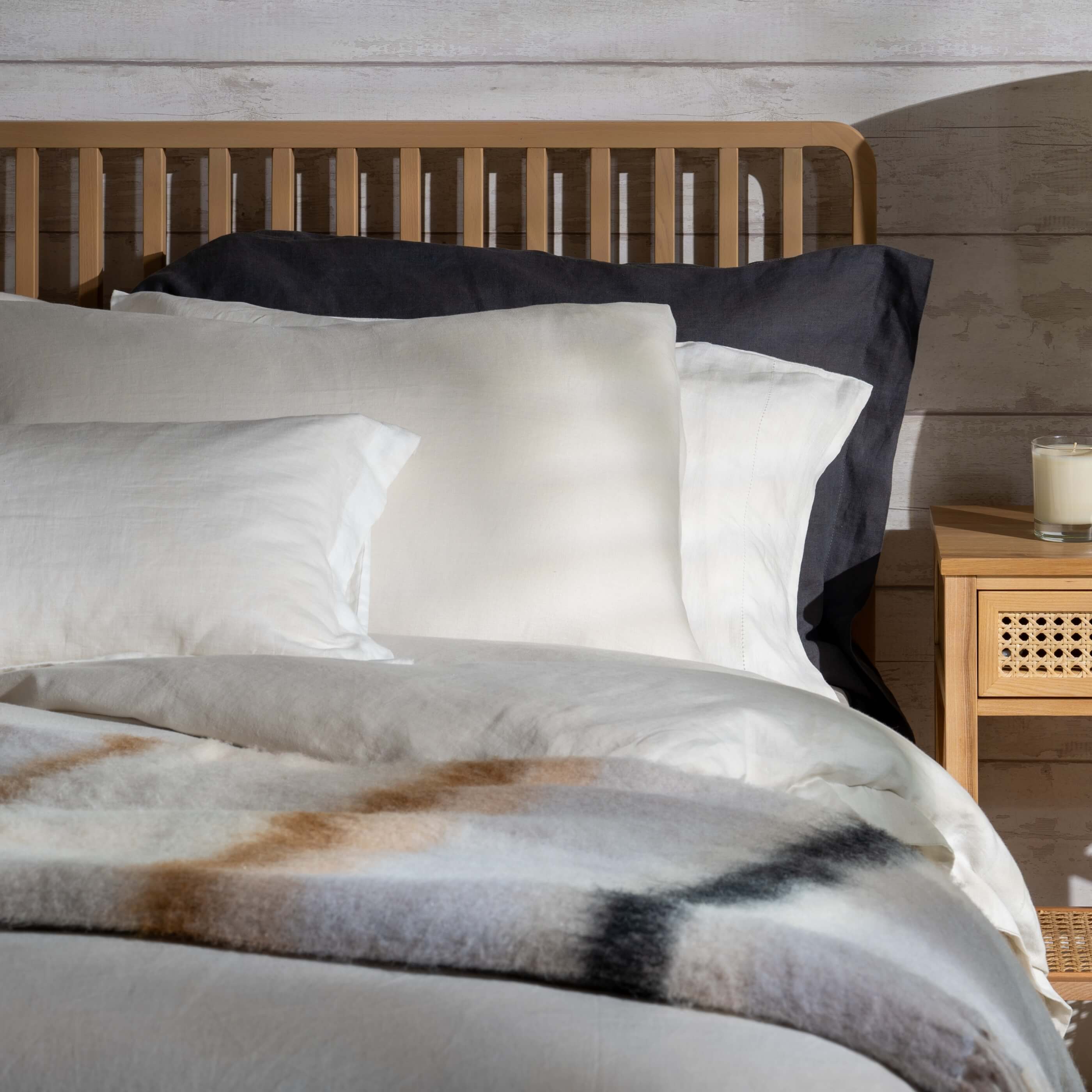 Stone Brushed Check Wool Blend Throw