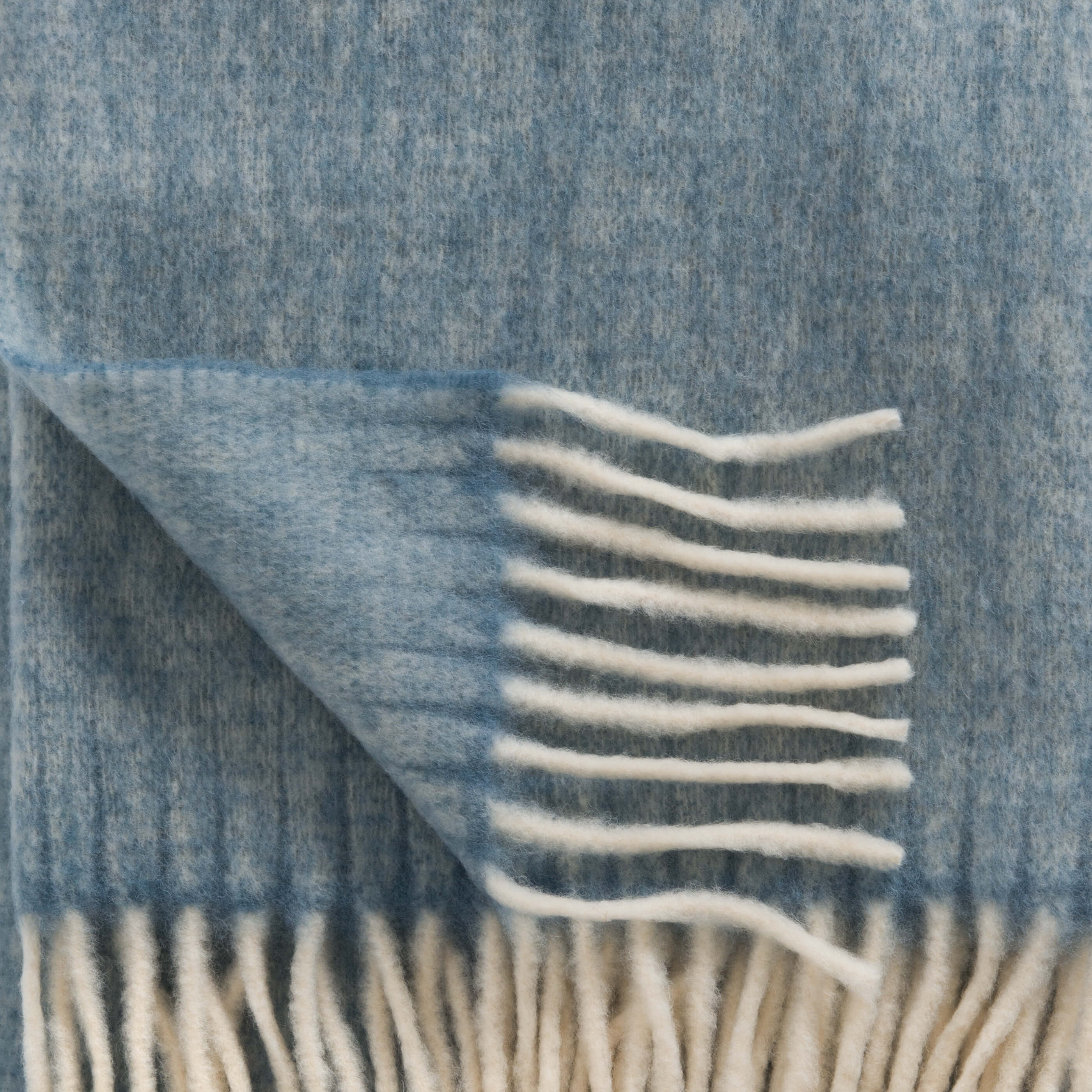 Storm Blue Brushed Wool Blend Throw