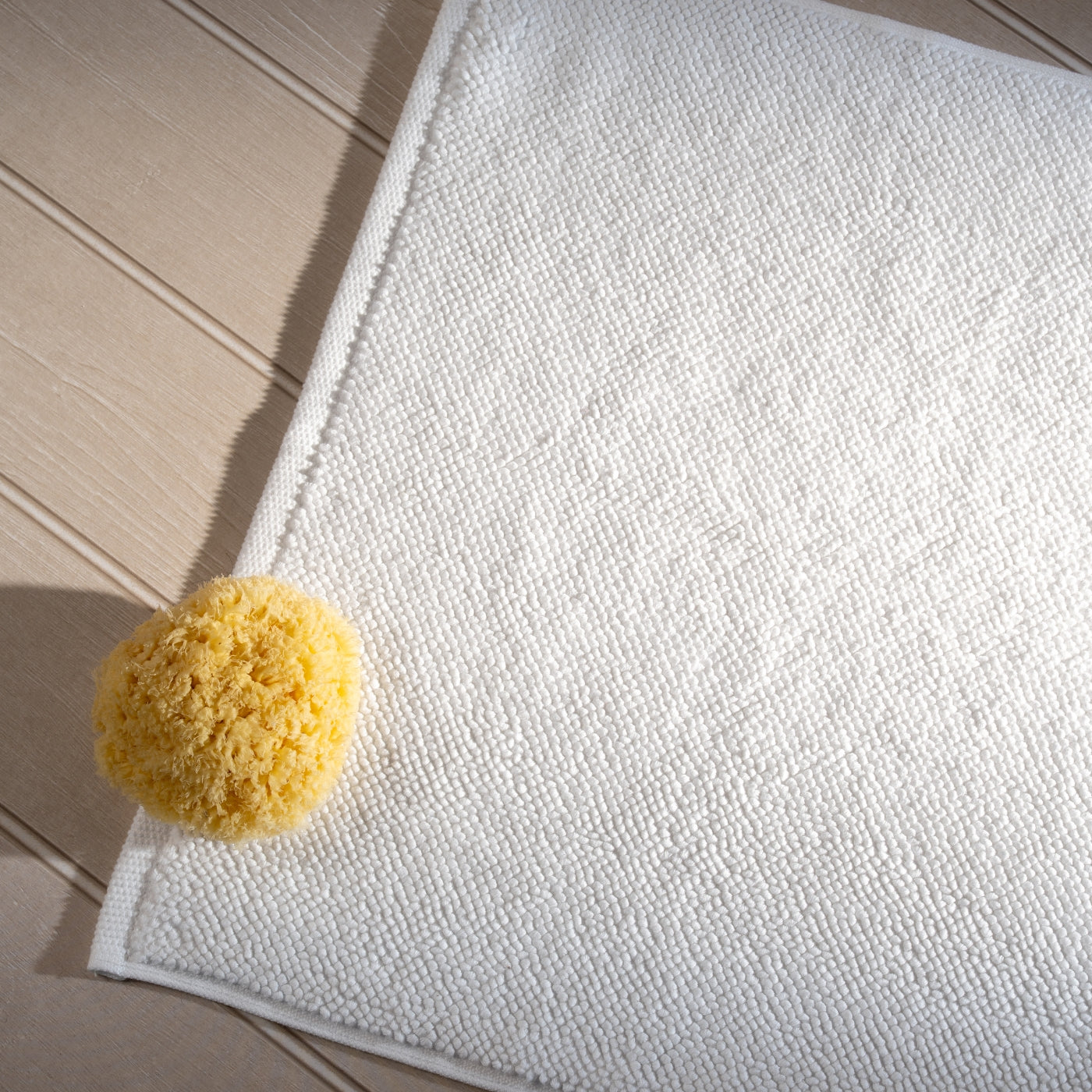 White Textured Cotton Bath Mat
