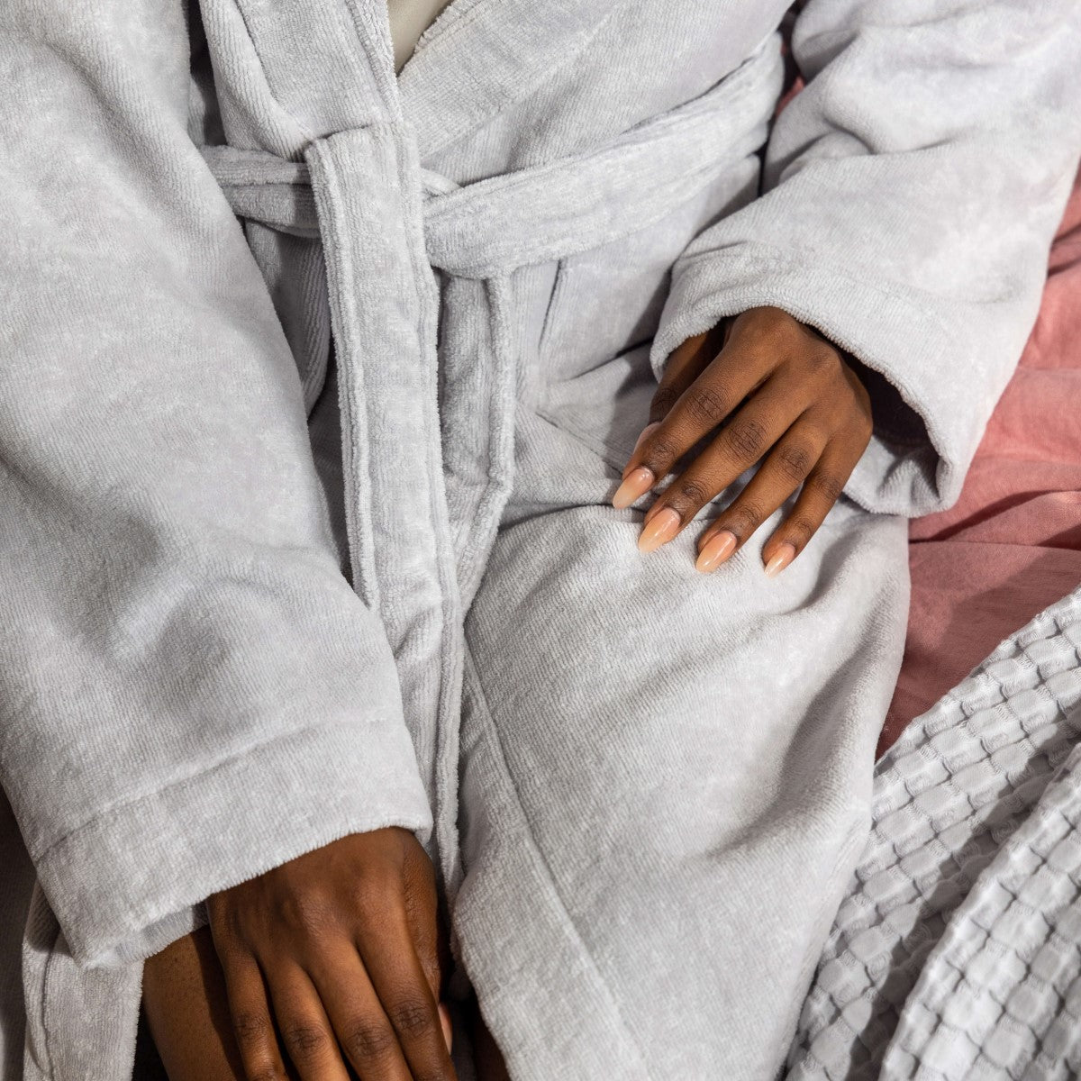 Misty Rose Cotton Velour Bath Robe