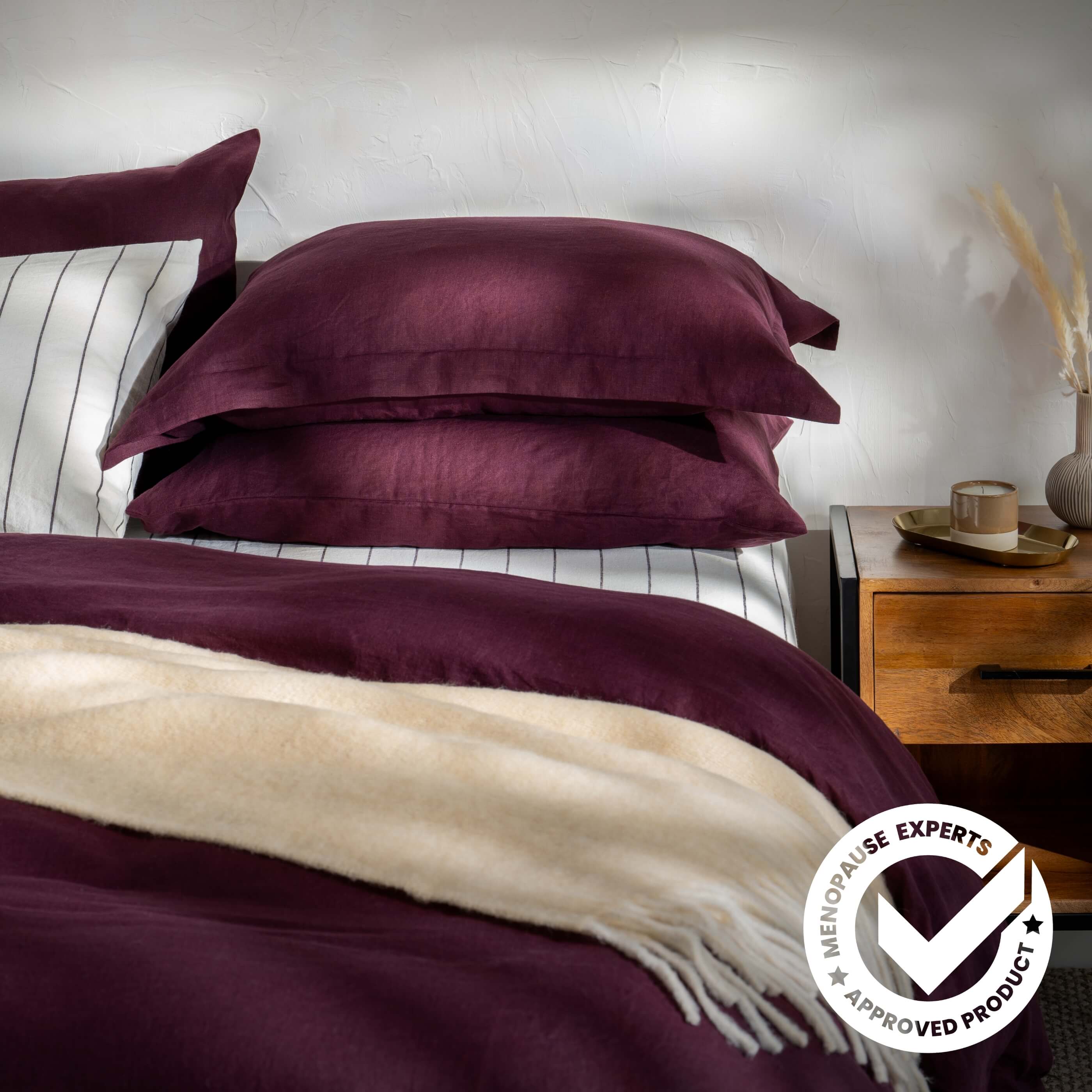 Aubergine French Linen Pillowcase