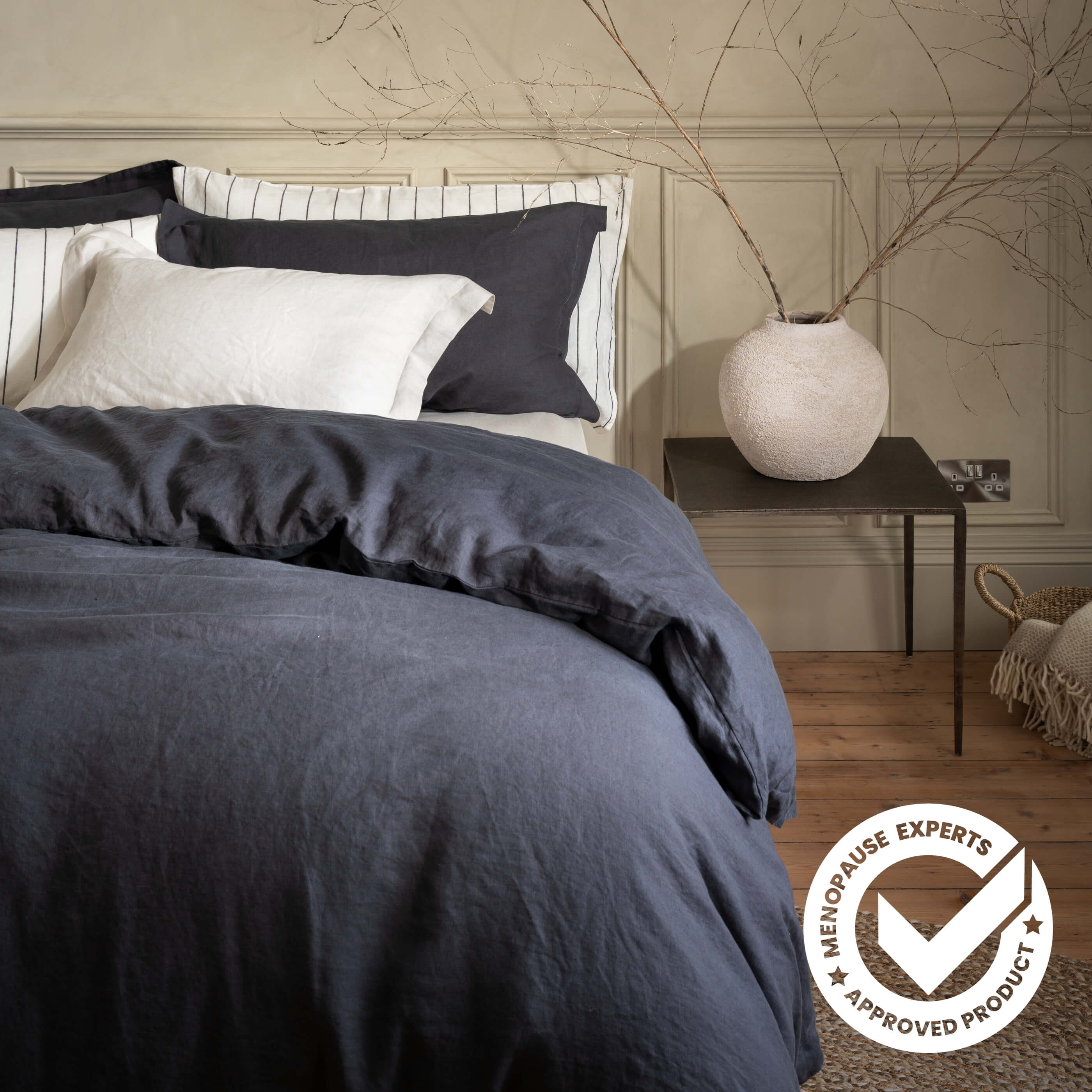 Midnight Grey French Linen Pillowcases