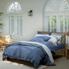 Denim Blue French Linen Bedding And Bed Sheets - breathable, close-up detail 1 | Soak and Sleep