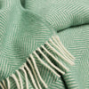 Sea Green Herringbone Pure Wool Throw close-up detail 1 | Soak and Sleep