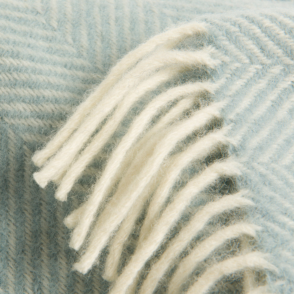 Duck Egg Herringbone Pure Wool Throw