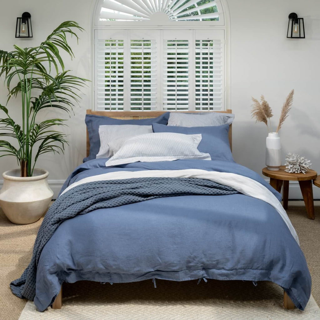 Denim Blue French Linen Duvet Cover