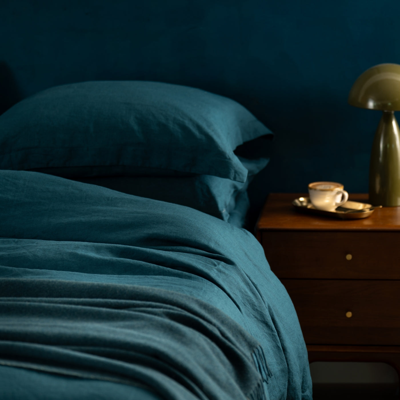 Atlantic Blue French Linen Duvet Cover