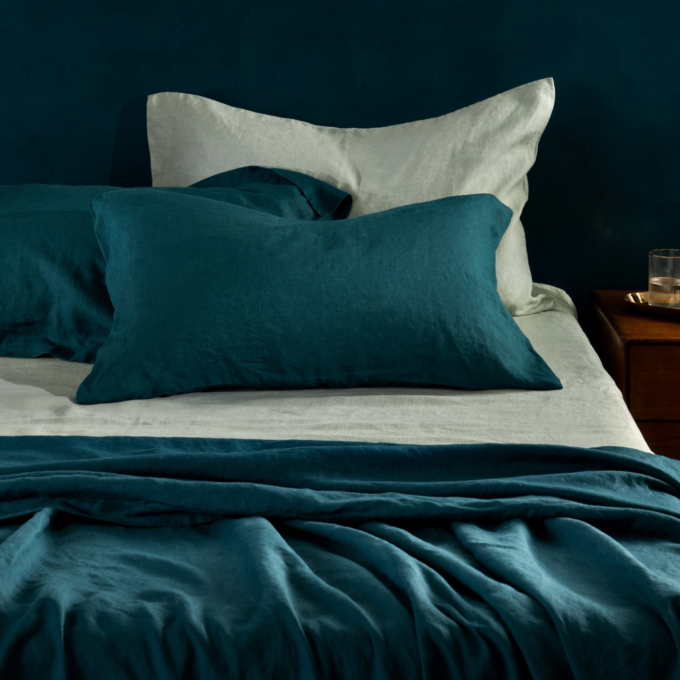 Atlantic Blue French Linen Bedding and Bed Sheets