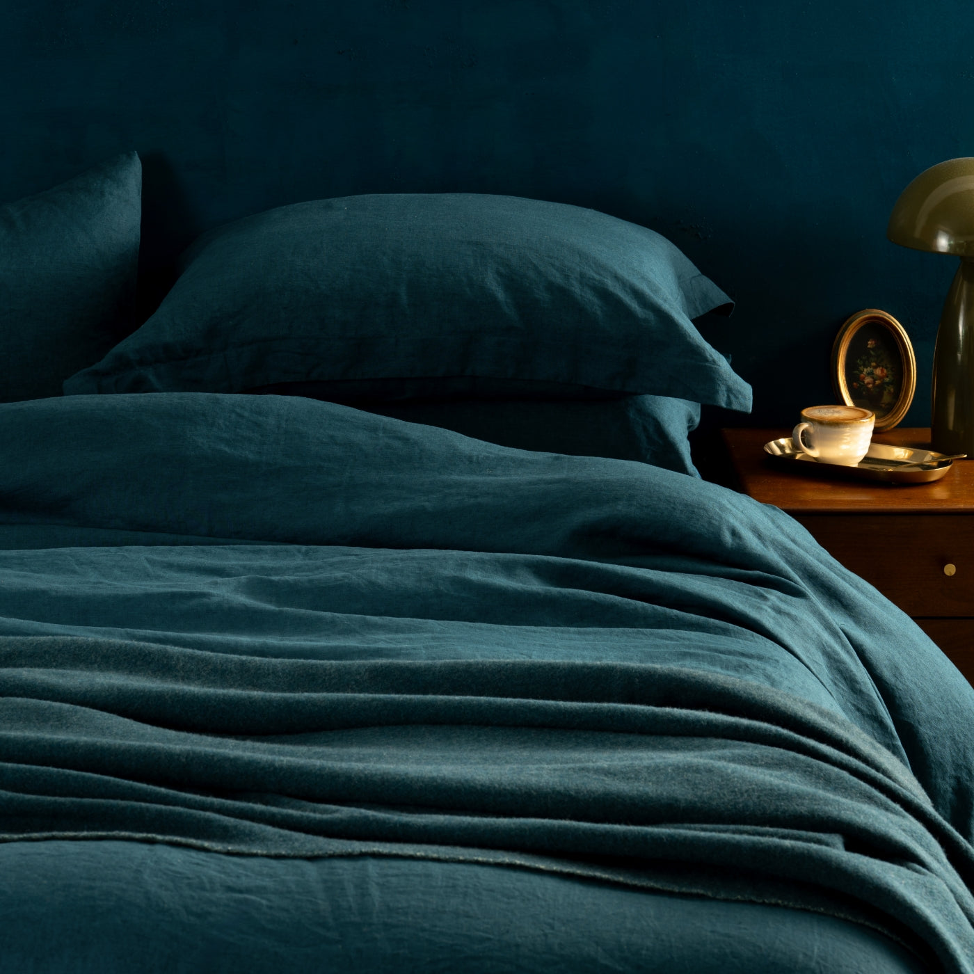 Atlantic Blue French Linen Duvet Cover