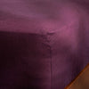 Aubergine French Linen 40cm Deep Fitted Sheets close-up detail 1 | Soak and Sleep