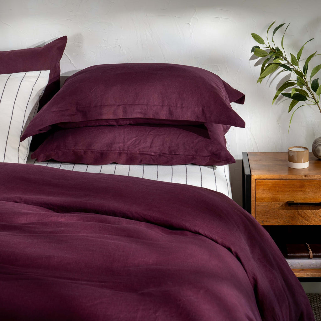 Aubergine French Linen Bedding Bed Sheets