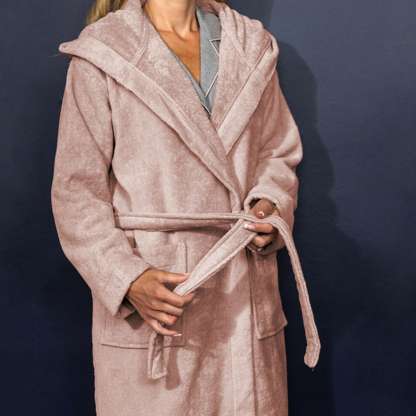 Misty Rose Cotton Velour Bath Robe