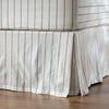 White / Blackberry Pinstripe Blended Linen/Cotton Bed Valance