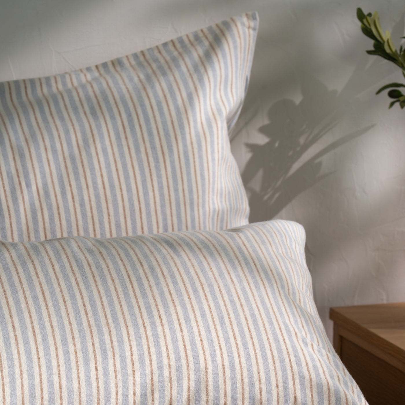 Blue/Natural Stripe Brushed Cotton Bedding and Bed Sheets