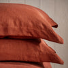 Burnt Orange French Linen Bed Sets - breathable, natural, bedroom detail | Soak and Sleep