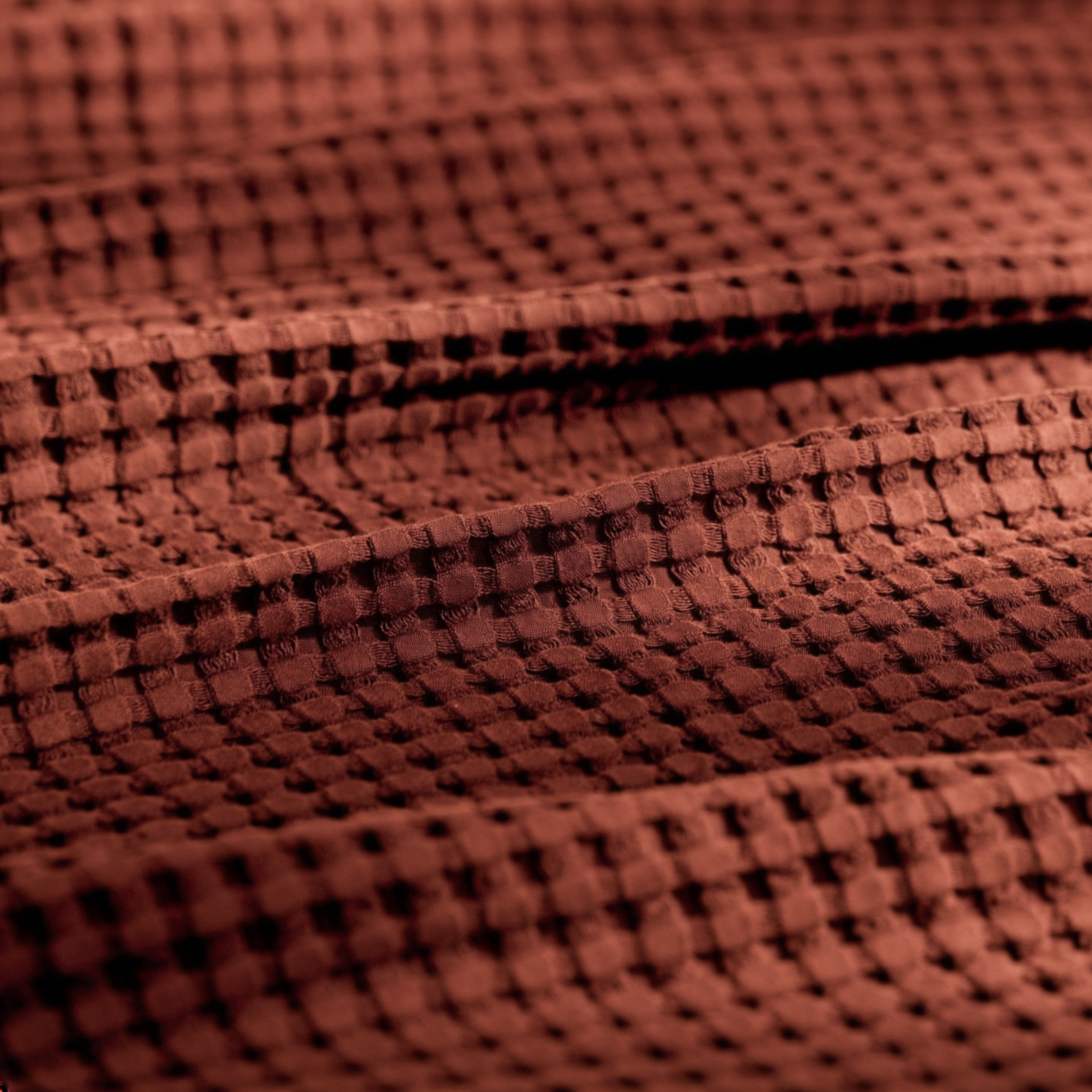 Burnt Orange Waffle Cotton Bedspread