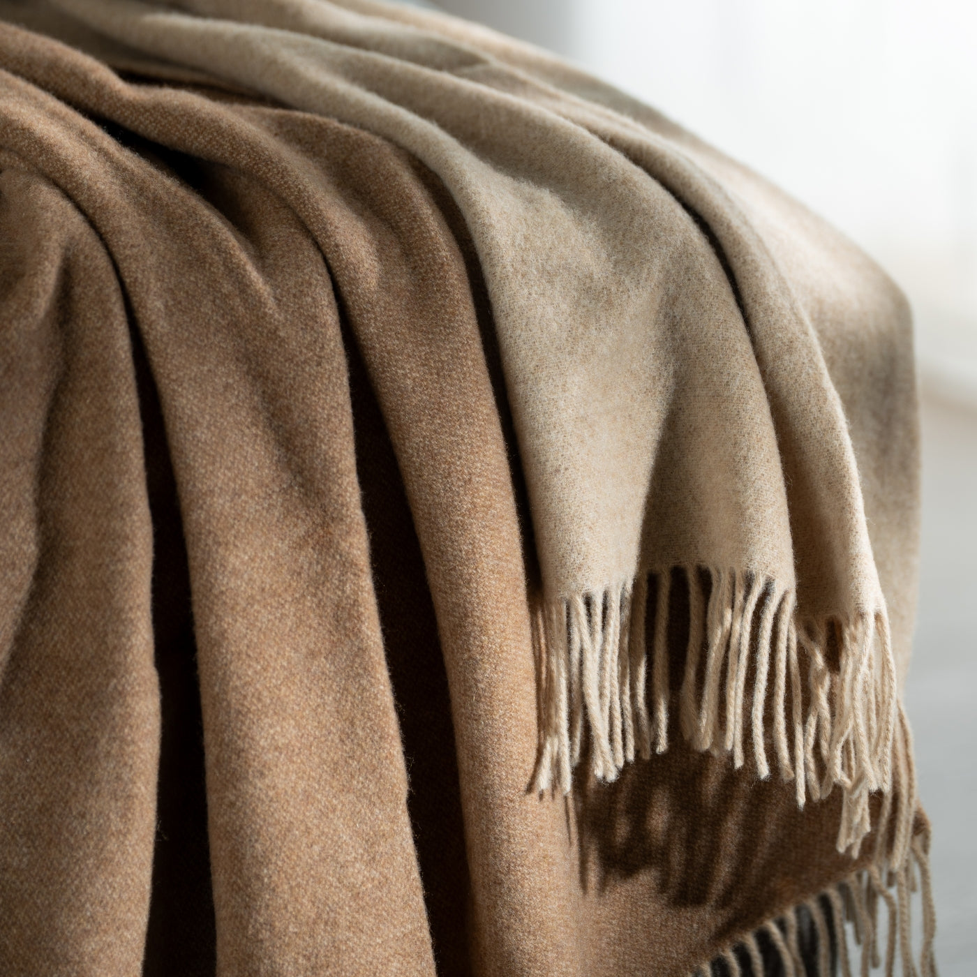 Camel-Coloured Wool With Cashmere Throw