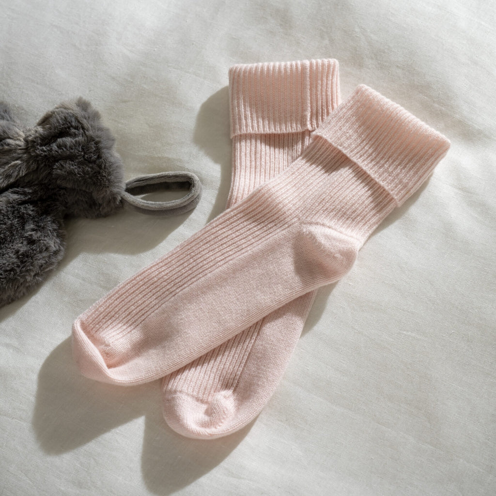 Blush Pink Supreme Cashmere Bed Socks