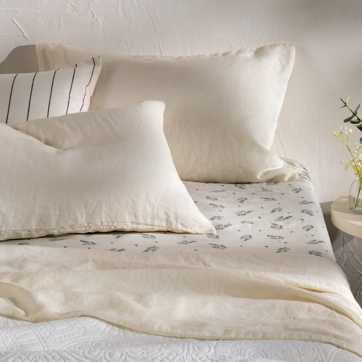 Chalky White French Linen Bed Set