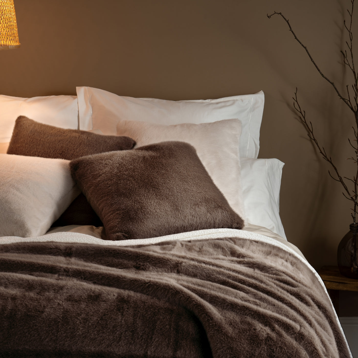 Chocolate Faux Fur Throw