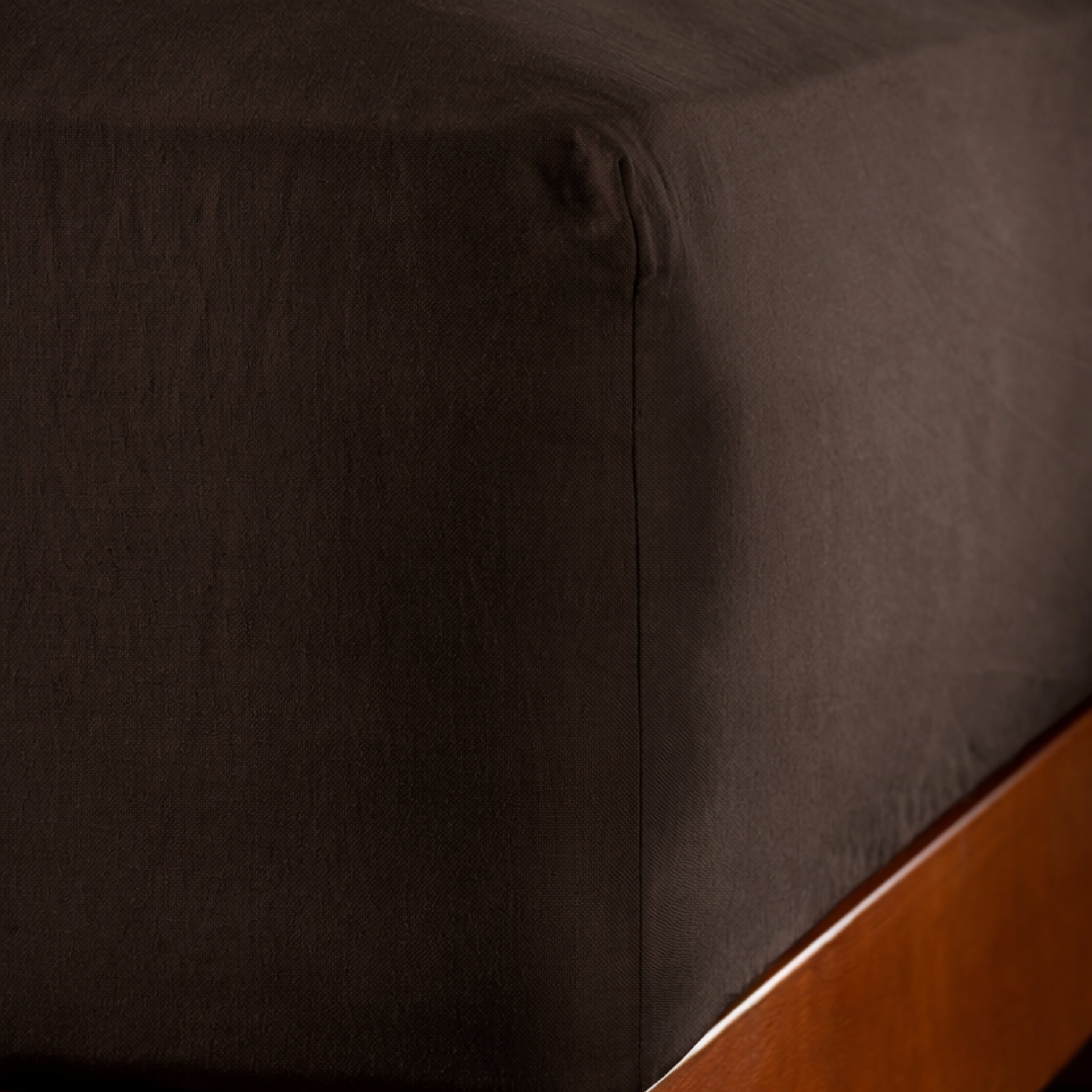 Chocolate French Linen 40cm Deep Fitted Sheets