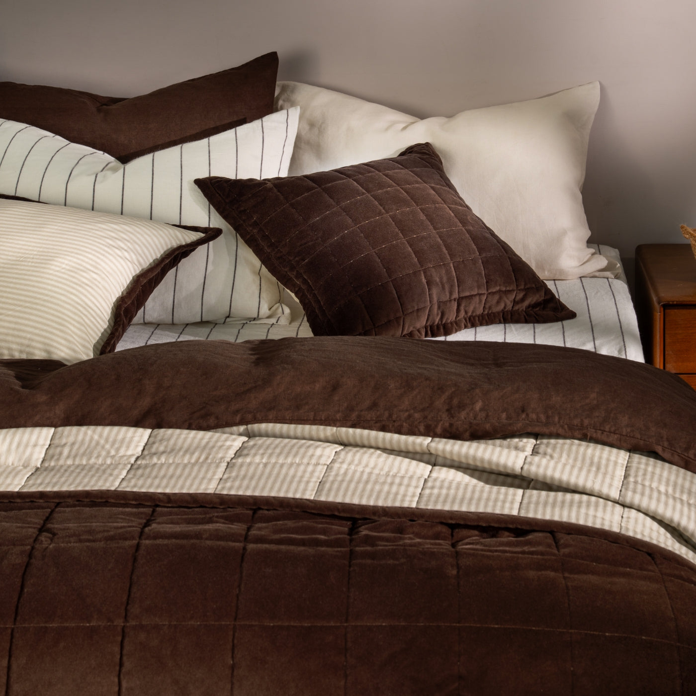 Chocolate Cotton Velvet Bedspreads