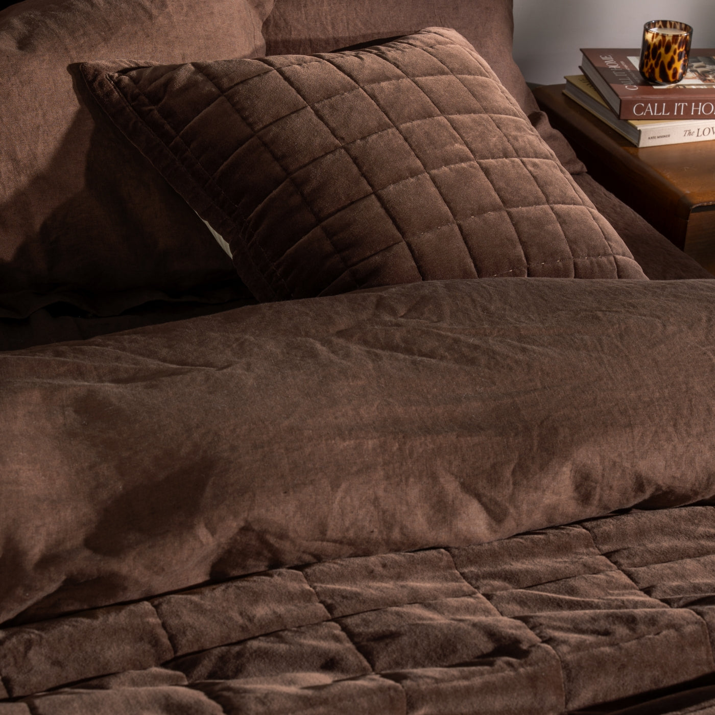 Chocolate Cotton Velvet Bedspreads