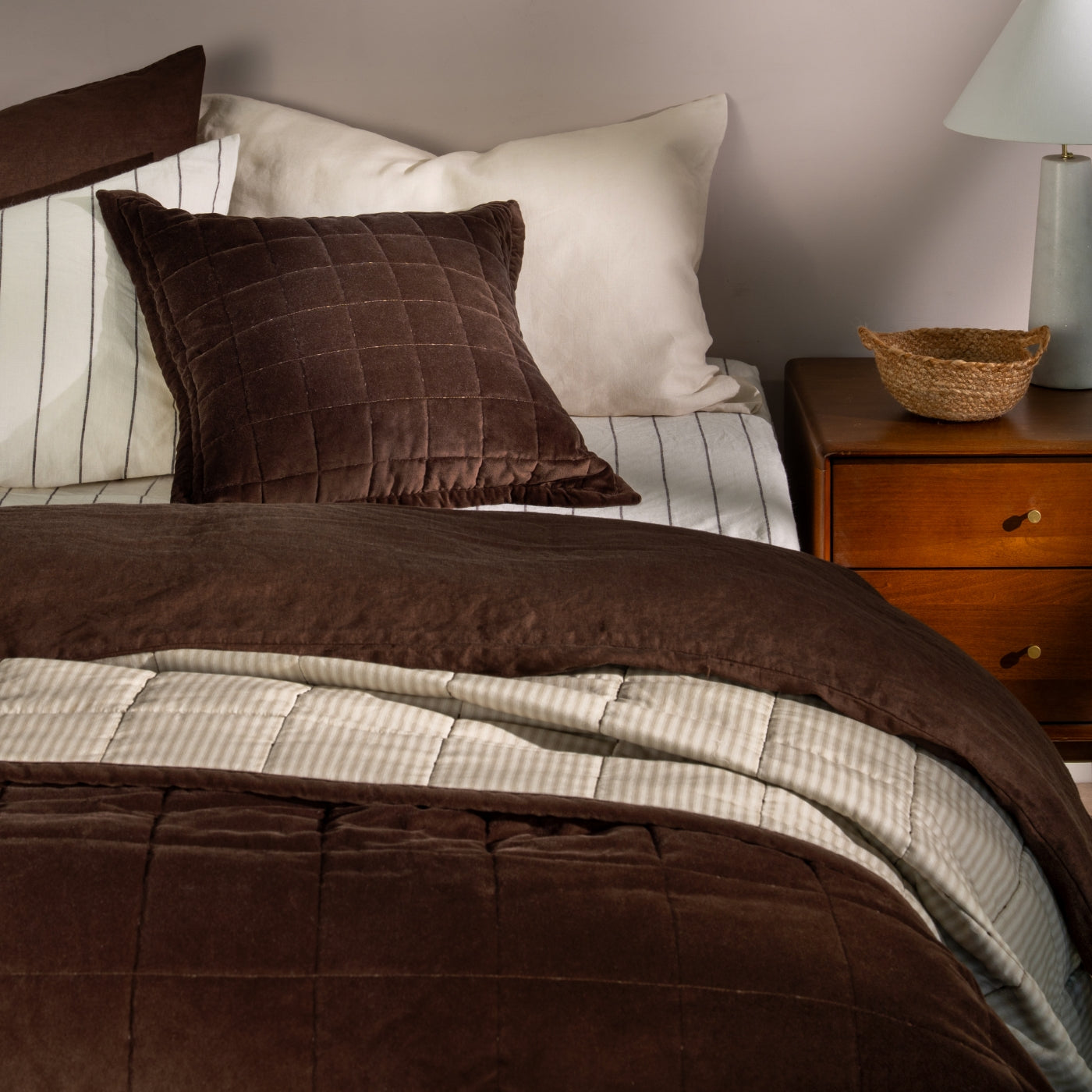 Chocolate Cotton Velvet Bedspreads