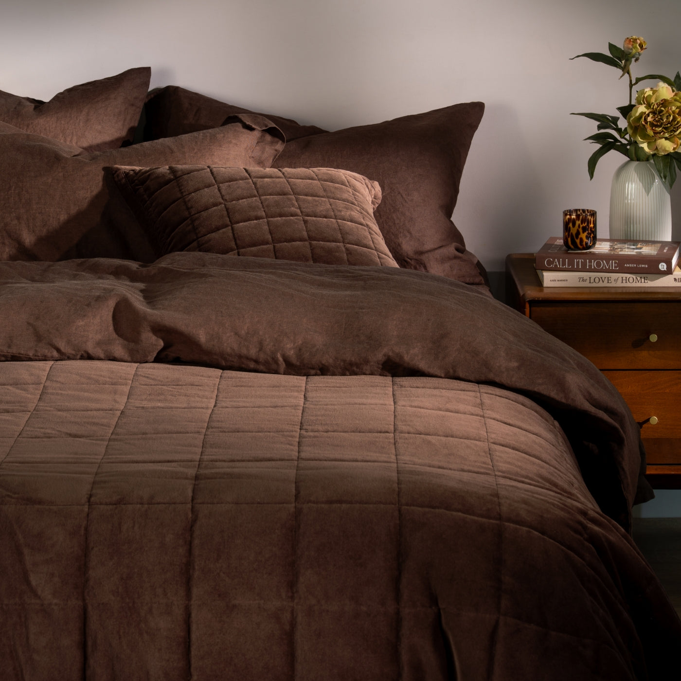 Chocolate Cotton Velvet Bedspreads