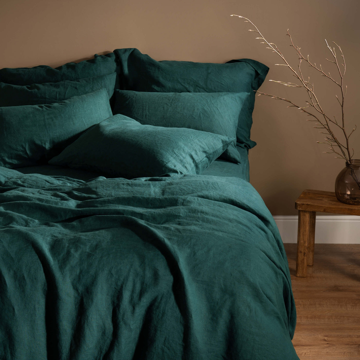 Dark Emerald French Linen Duvet Cover