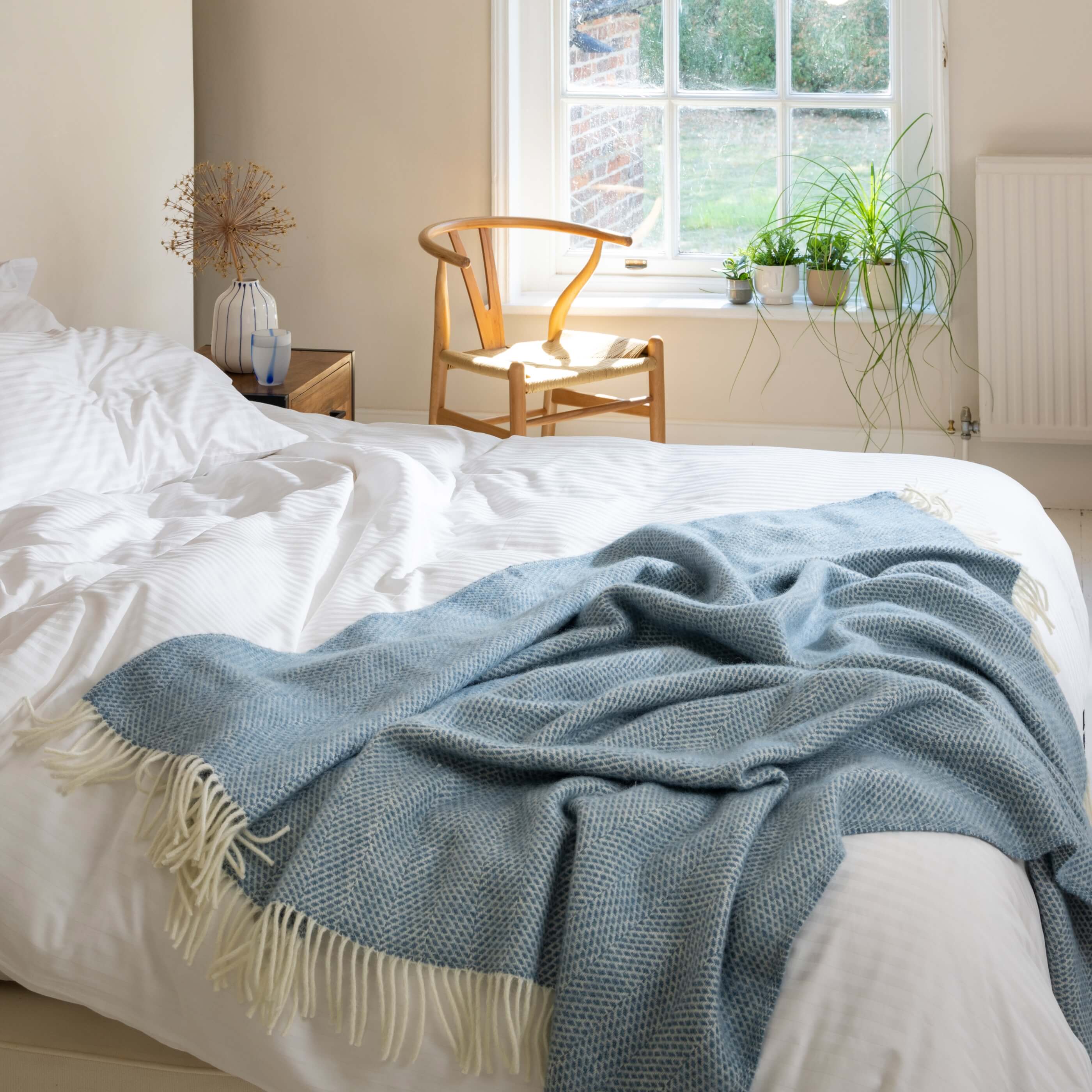 Duck Egg Honeycomb Pure Wool Throw