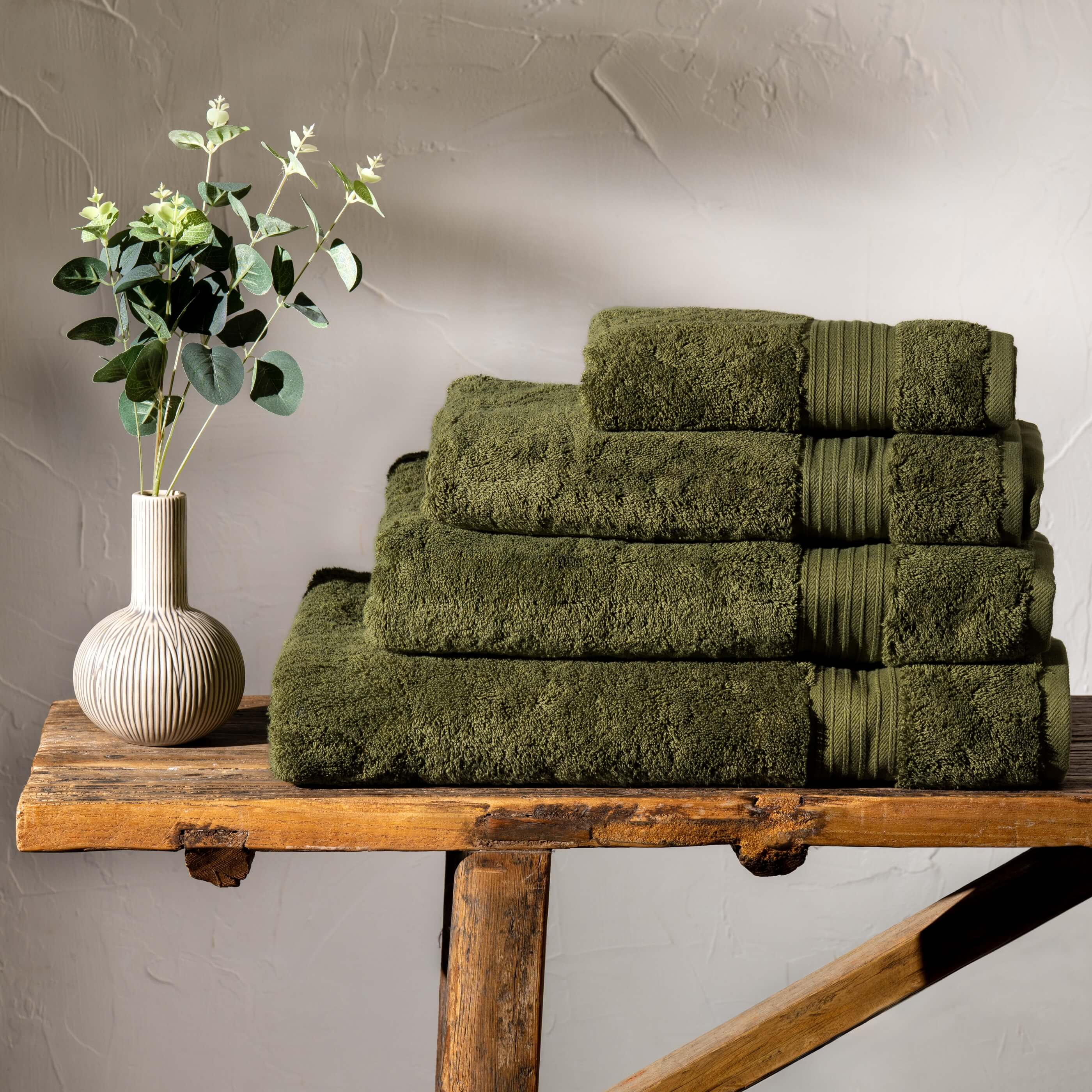 Olive Green Egyptian Cotton Bath Towels