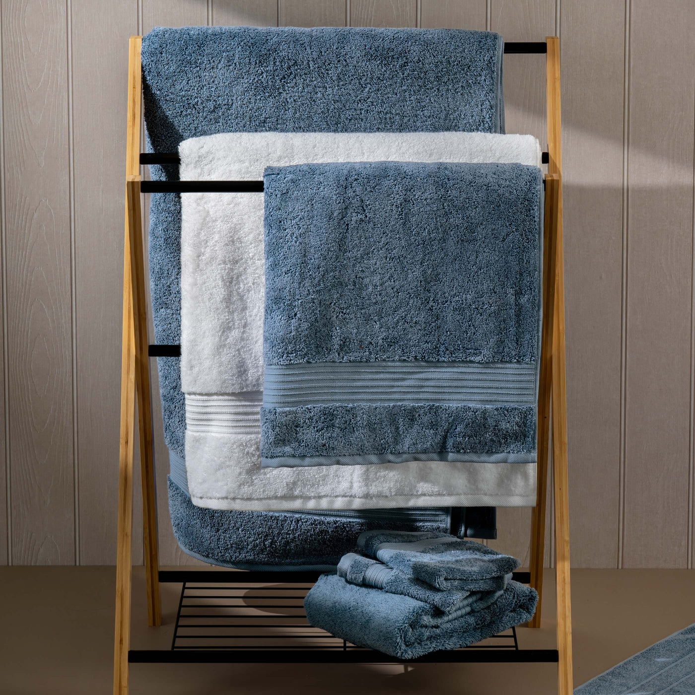 White Egyptian Cotton Towels styled in a bedroom 3 | Soak and Sleep