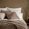 Fawn Faux Fur Throw & Cushions - winter, double, styled in a bedroom | Soak and Sleep