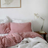 Dusky Pink French Linen Pillowcases in a styled bedroom 1 | Soak and Sleep