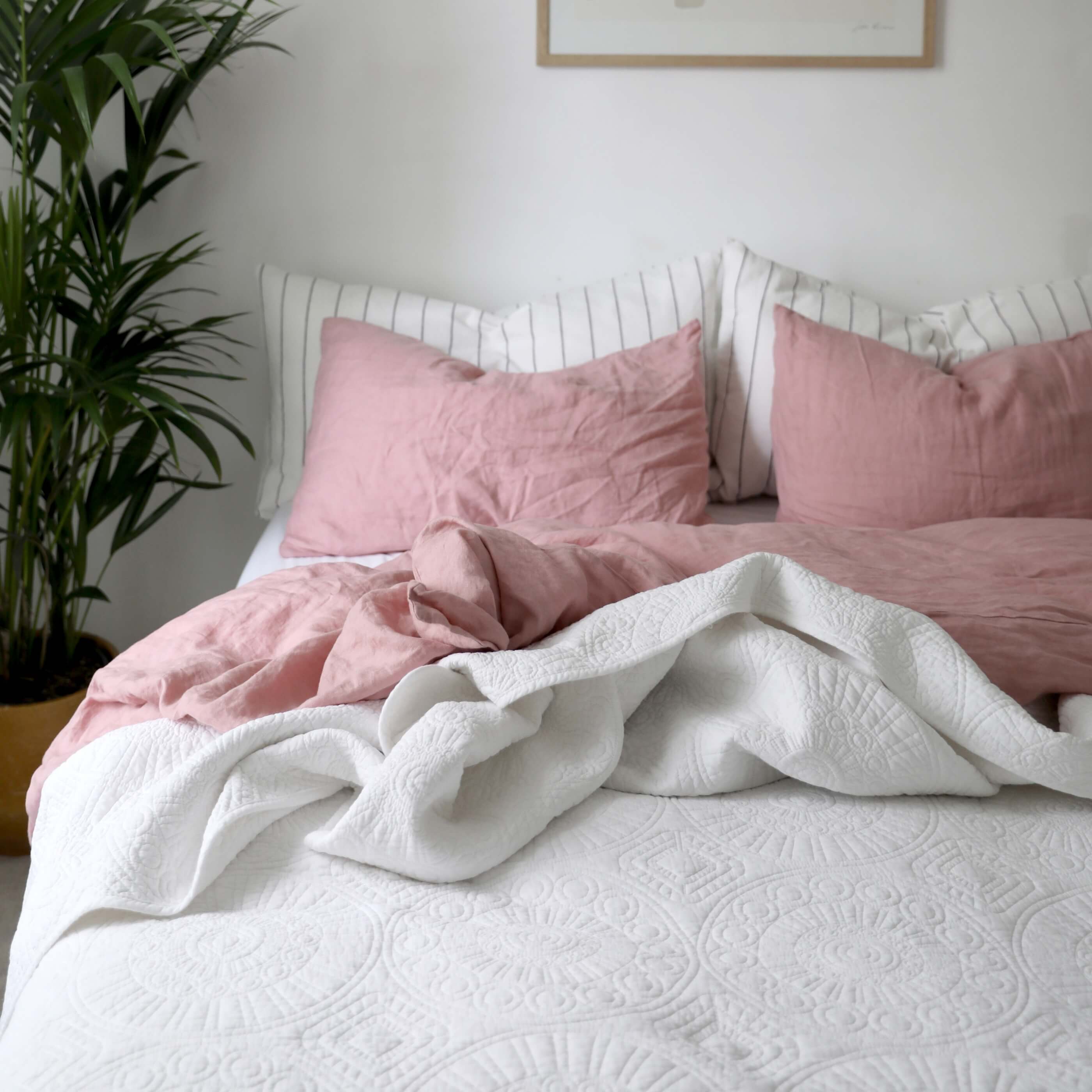 Dusky Pink French Linen Bed Set