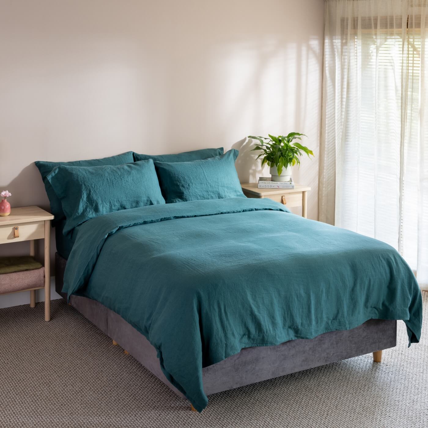 Forest Green French Linen Duvet Cover