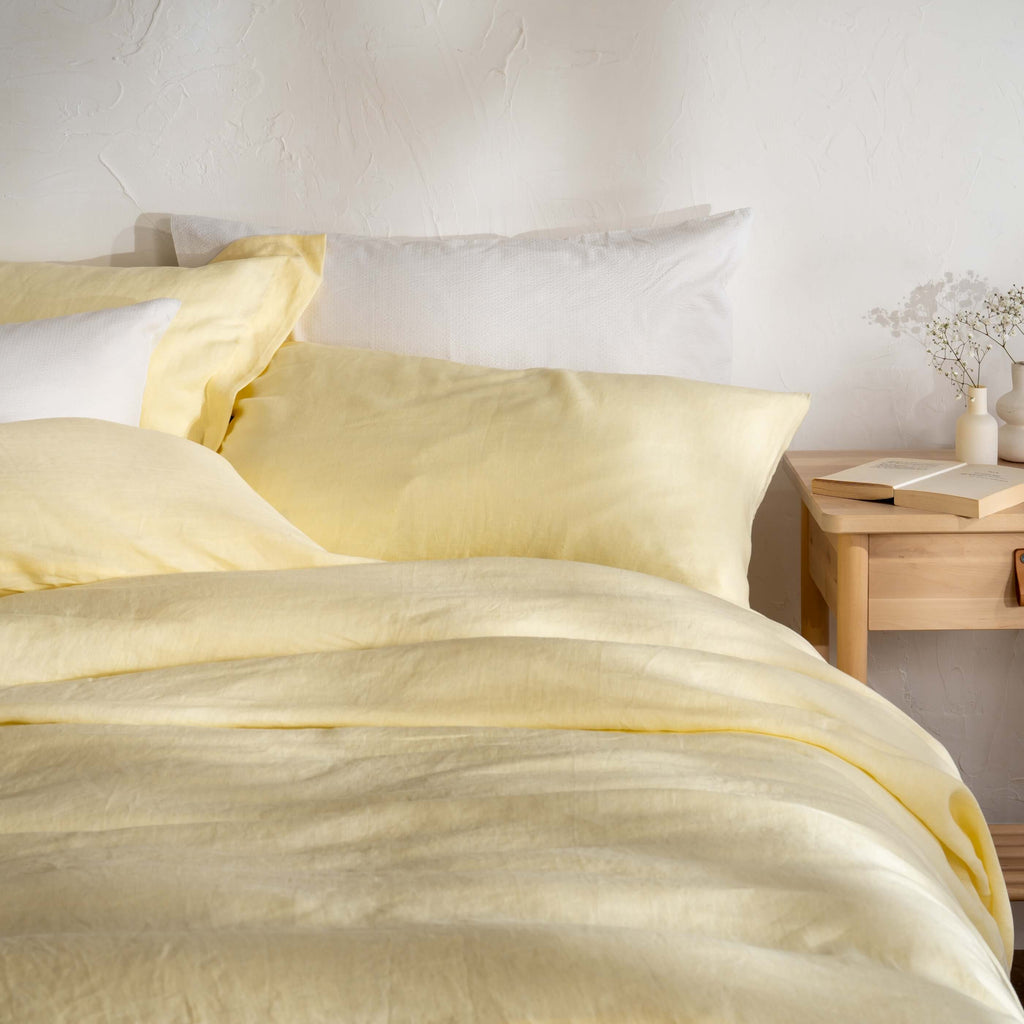 Lemon French Linen Duvet Cover